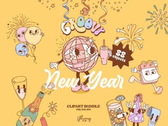 Download Groovy Retro New Year Party Bundle - Groovy Collection